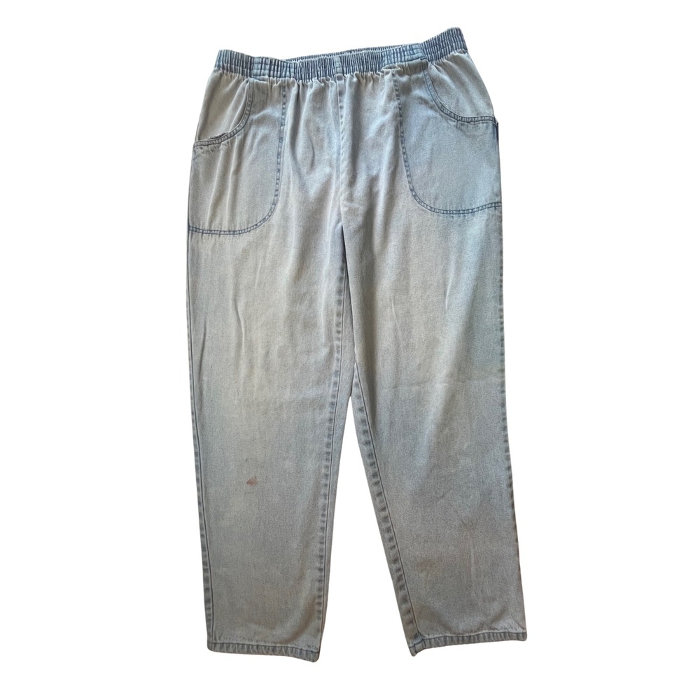 Vintage 90s Elastic Waist Mom Jeans 16 Bill Blass Faded Stonewash High‎ Rise